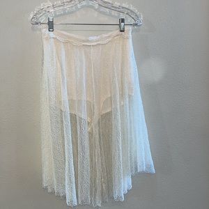 Free people Ivory Cream see through lace dress pants with built in shorts side…